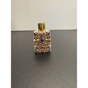 Vtg Florenza Perfume Bottle Filigree Jeweled Gems 1950s Vanity Item USA